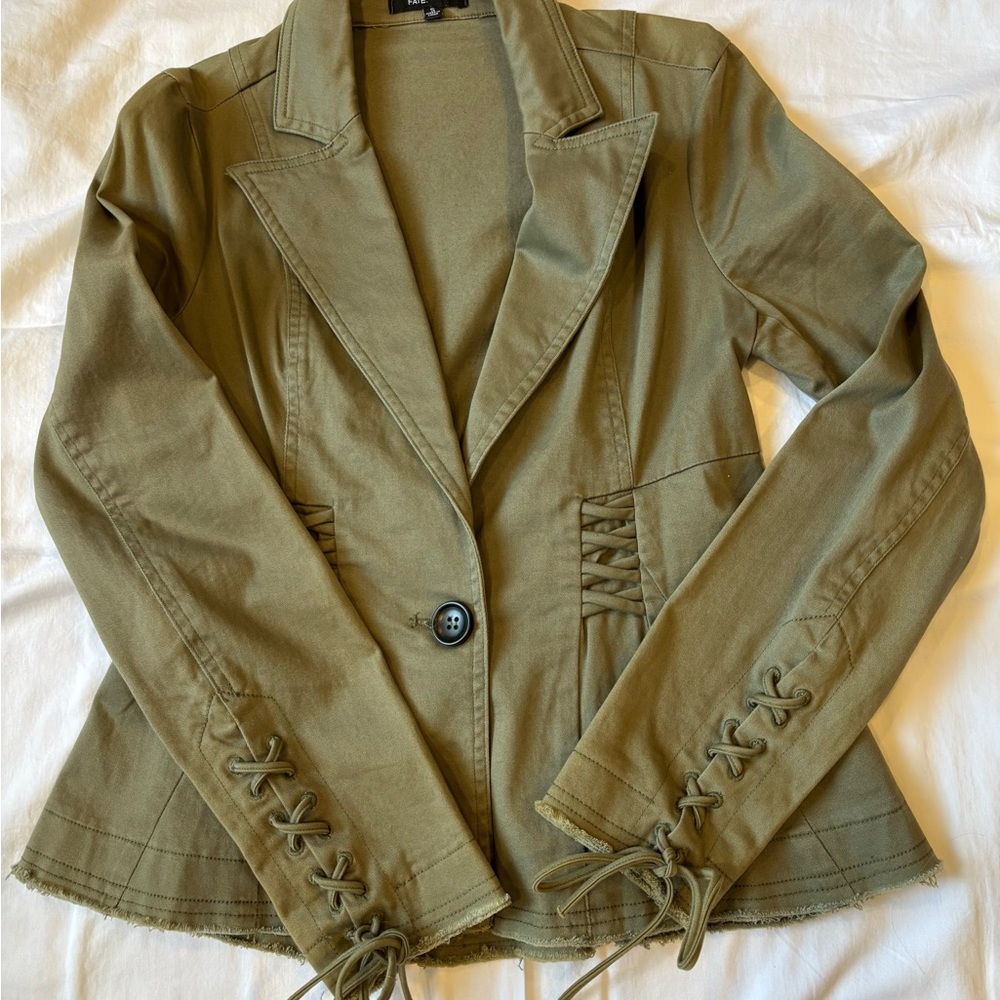 NWOT Fate Olive Green Lace-Up Women's Blazer